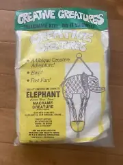 Vintage P & H Creative Creatures Macrame Elephant Kit DIY New Sealed 1976