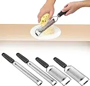 4 Pcs Lemon Zester with Handle Stainless Steel Cheese Grater Heavy Duty Vegetable Grater Handheld Ginger Grater Dishwasher Safe Lemon Grater Zester for Lemon Parmesan Cheese