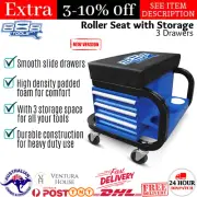 Roller Seat Creeper Stool Garage Mechanic Rolling Toolbox with 3 Drawer Storage