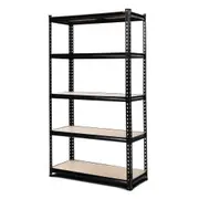 Garage Steel Warehouse Storage 5 Shelves Rack Black - 1.8M