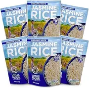 Lotus Foods Organic White Jasmine Heat & Eat Rice Pouch, 8 Ounce , 6Count