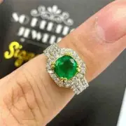 2Ct Cushion Lab-Created Green Emerald Halo Engagement Ring Gold Plated Silver