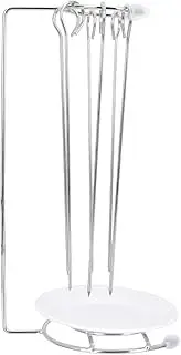 LOORGVEL 1 Set Stainless Steel Barbecue Skewer Needles Rack with Drip Plate Ergonomic Grill Food Holder for Easy Cleaning and Storage Kitchen Supply for Outdoor Cooking