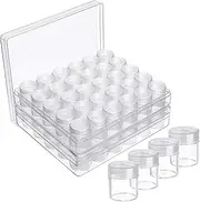 Kurtzy 2 Pack (60 Pieces) Clear Plastic Beads Organizer -Plastic Storage Container jar with Removable Pot Style Dividers, Top Lids for Beads, Nail Art Glitter, Make Up & Jewelry Beads Pills Storage