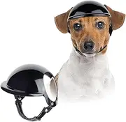 Pet Helmet Cool Motorcycle Dog Helmet Made of No Pressure on The Ear Adjustable Dog Hats Head Guard Dog Protective Helmet for Cycling Outdoor Activities (Black, S)