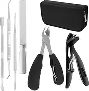 6Pcs Nails Clipper Set Stainless Steel Nail Trimming Large Opening Finger Clippers Splash Proof Fingernail Shear Set for Toes Claumeng(6,black)