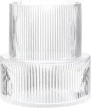 Yanwe1 Clear Glass Vase - Ribbed & Fluted Design, Modern Centerpiece for Living Room, Dining Table, Entryway, Mantle, Shelf - 7.5 Inches