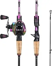 [Sougayilang] Fishing Rod Reel Combos, Medium Heavy 6'/7' Spinning & Casting Rod with Stainless Steel Guides - Two Pieces