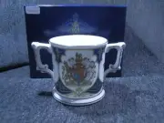 Queen Elizabeth II 70th Birth Anniv. Double Handled Mug Royal Crown Derby, 1995