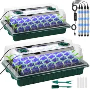 2 Set 40 Hole Plant Seeds Grow Box Propagation Nursery Seedling Tray +Grow Light