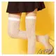 ViVi襪鋪【A302-21】 歐系條紋造型大腿襪-透膚直條(白)