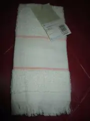NWT BLANK Charles Craft 14-Count WHITE/PEACH Insert FINGERTIP TOWEL