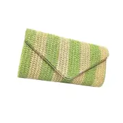 Women Straw Handbag Handwoven Beach Bag Shoulder Bag Chain Strap Crossbody Bag
