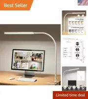 Versatile Gooseneck Desk Light: 33.5" LED Lamp with Adjustable Height & Timmer