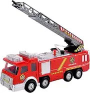 Fire Truck Toy, Lights and Sounds Toy Trucks with Retractable Ladder & Water Spray, Universal Driving Battery-Powered Toddler Boy Toys for Toddlers 3+