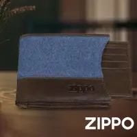 在飛比找蝦皮商城優惠-ZIPPO 丹寧藍棕色雙折皮夾(可抽夾層) 皮件皮夾 錢包 