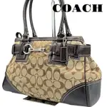 COACH 蔻馳 肩背包 手提包 SIGNATURE CARRYALL 褐色 日本直送 二手