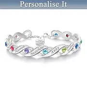 Personalised Bracelet With Up To 12 Birthstones And Names