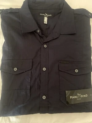 Marc Ecko Shirt Mens Size 2XL Navy blue Button Up Long Sleeve Casual New
