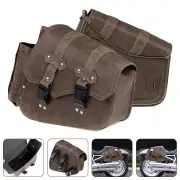 Left / Right Side Universal Saddlebag Storage Tool Bag W/ Bottle Holder PU Leather Waterproof Motorcycles Bag
