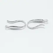 925 Sterling Silver Earring Hooks Hallmarked Platinum Color.2mm wide 12mm long
