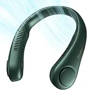 JISULIFE Portable Neck Fan, Rechargeable Hands Free Bladeless Fan, 4000 mAh Battery Operated Wearable Personal Fan, Leafless, Headphone Design, USB Powered Desk Fan, 78 air outlets, 3 Speeds-Green