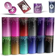 Glitter Transfer Ink Sheets for Heat Press Machine,Sublimation Sheets Pre-Printed for Blanks Mug Tumbler T-Shirt Tote Bag,12 Sheets 4.5x12inch