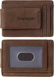 Genuine Leather Magnetic Front Pocket Money Clip Wallet RFID