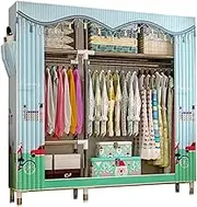 Portable Wardrobe Canvas Wardrobe Portable Wardrobes Shelves with Hanging Rail, Shelves, Fabric Cover, Clothes Closet Storage Organizer for Bedroom, Living Room,