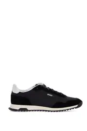 [BOSS] BOSS men's black fabric and suede sneakers with non-slip sole 40 Black