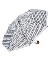 MINI TRAVEL UMBRELLA WHITE SHEET MUSIC MUSICAL NOTES w EASY CARRY POUCH GIFT