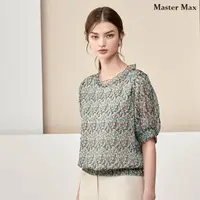 在飛比找momo購物網優惠-【Master Max】花苞領滿版普普五分袖雪紡上衣(831