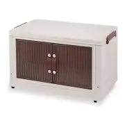 Stackable & Collapsible Plastic storage bin with lid and doors