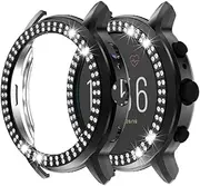 Sewroro Diamond Case Plated Case Sq Case Cover 5 The Watch Bumper Shell Frame Coverage Compatible Protective Case Accessories Watches Watch Case Watch Shell Black