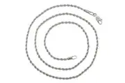 White Gold Plate Silver 46cm 18'' Necklace 2mm Solid Twist Wave Woven Rope Chain
