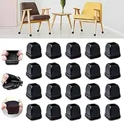 16PCS Small Silicone Chair Leg Floor Protectors, Black Chair Leg Caps, Felt Bottom Soft Thermo-Plastic-Elastomer Furniture Leg Feet Covers Prevent Scratches and Reduce Noise, (Fit 1 - 1.2", Square)