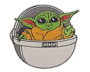 Yoda Baby in Spaceship Embroidered 4.3" Wide Iron on Patch