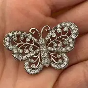 NEW Butterfly Brooch Sterling Silver CZ Pin Manifest Magic Universe Cubic Stone