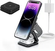 KU XIU X40 3-in-1 Foldable Magnetic Wireless Charging Station, Portable Wireless Charger for Apple Devices, Fast Charging Stand for iPhone 16 15 14 13 12 Plus Pro Max & Apple Watch, AirPods - Black