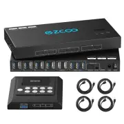4K@60Hz HDMI 2.0 KVM Switch 4x1 for 4PC Share 2 Displays and 4 USB 3.0 Ports...