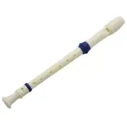 Students Plastic 8 Holes Soprano Recorder Flute Beige w Cleaning Stick E5F2