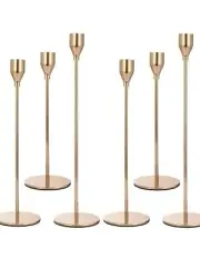 Anndason Set of 6 Gold Candlestick Holders Candle Holder Taper Party Anniversary