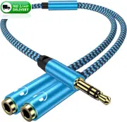 Headset Splitter Adapter,Braided Extension Cable Audio Stereo Y Splitter 3.5mm..