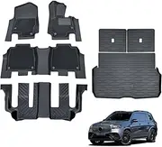 OAD4X4 3-Row Floor Liners & 3-Pcs Boot Liner Set Compatible with Mercedes-Benz GLS Class X167 2019-Onwards, Custom-Fit TPE All-Weather Car Floor Mats with Door Sill Coverage