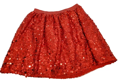 Cat & Jack Red Sequins Pull-on Elastic Waist Skirt Girl's Large 10/12 NEW!