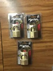 Master Lock #140T Brass Padlocks, 3 Packs , 1-9/16" W X 7/8" long NEW