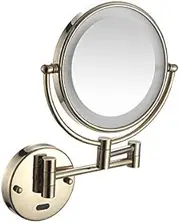 Wall Mounted Makeup Mirror with Lights, Smart Sensor Wall Mounted Lighted Makeup Mirror, Double-Sided LED Vanity Mirror，Plug,3X,Gold