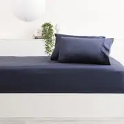 Park Avenue Long Single 500TC Bamboo Cotton Sheet w/ 2x Pillowcases Set Indigo