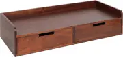 Kitt Modern Floating Shelf with Drawers, 28 X 12 X 6.5 Inches, Dark Walnut Brown