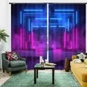 Rhythm Of Blue And Purple 3D Blockout Photo Print Curtain Fabric Curtains Window